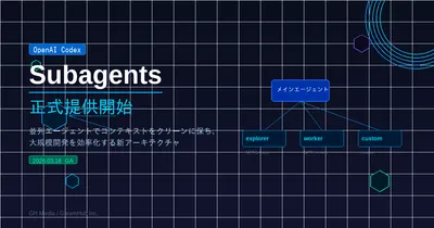 OpenAI Codex「サブエージェント」正式公開 — 複数エージェントを並列実行して大規模開発を効率化