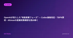 OpenAIが突入した"知能産業フェーズ" — Codex価格改定・TBPN買収・Altmanの産業政策構想を読み解く