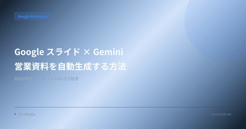 Google スライド × Gemini で営業資料を自動生成する方法【2026年版】