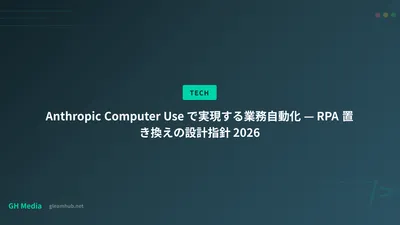 Anthropic Computer Use で実現する業務自動化 — RPA 置き換えの設計指針 2026