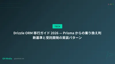 Drizzle ORM 移行ガイド 2026 — Prisma からの乗り換え判断基準と受託開発の実装パターン