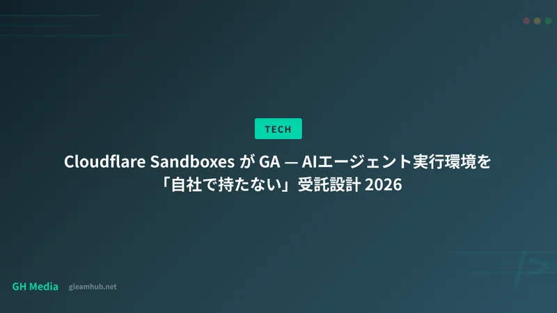 Cloudflare Sandboxes が GA — AIエージェント実行環境を「自社で持たない」受託設計 2026