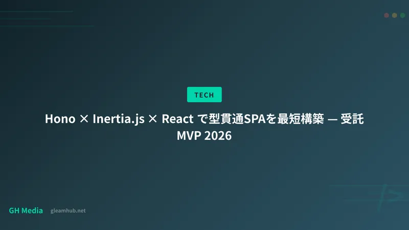 Hono × Inertia.js × React で型貫通SPAを最短構築 — 受託MVP 2026