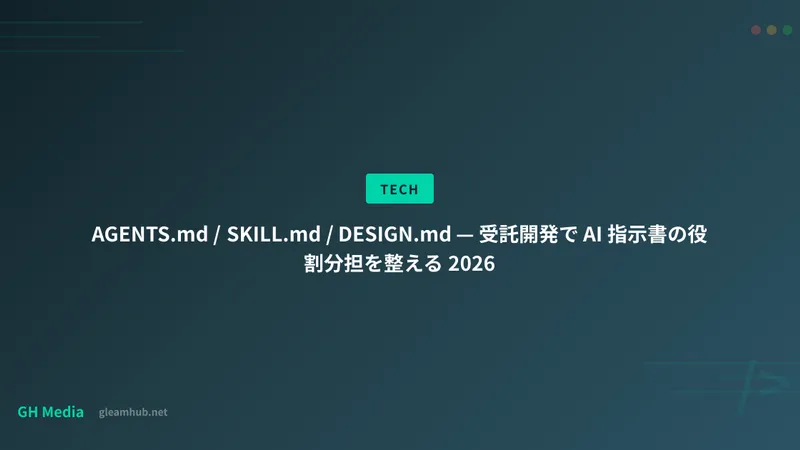 AGENTS.md / SKILL.md / DESIGN.md — 受託開発で AI 指示書の役割分担を整える 2026