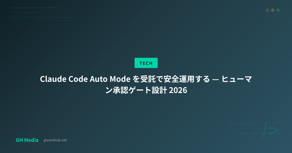 Claude Code Auto Mode を受託で安全運用する — ヒューマン承認ゲート設計 2026 | GH Media