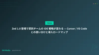 Zed 1.0 登場で受託チームの IDE 戦略が変わる — Cursor / VS Code との使い分けと導入ロードマップ