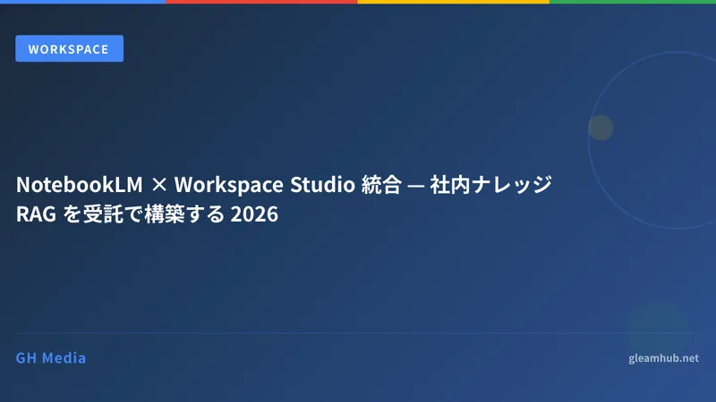 NotebookLM × Workspace Studio 統合 — 社内ナレッジ RAG を受託で構築する 2026