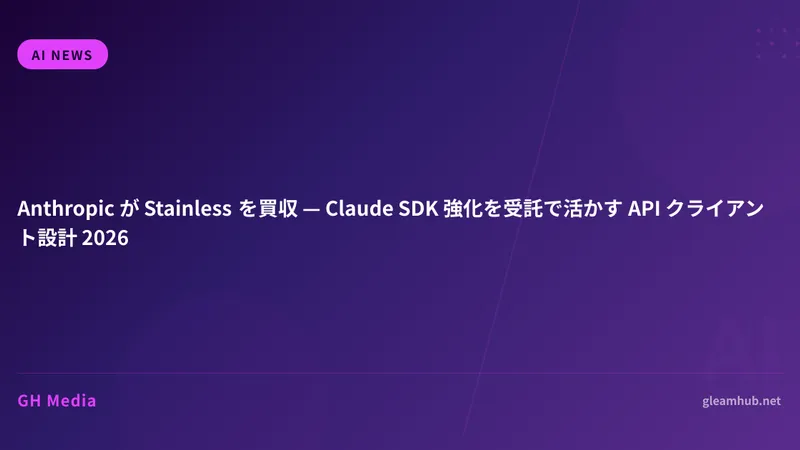 Anthropic が Stainless を買収 — Claude SDK 強化を受託で活かす API クライアント設計 2026