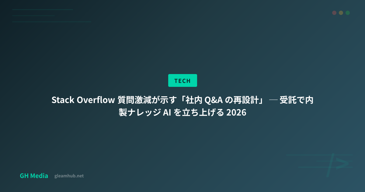Stack Overflow 質問激減が示す「社内 Q&A の再設計」 ─ 受託で内製ナレッジ AI を立ち上げる 2026 | GH Media