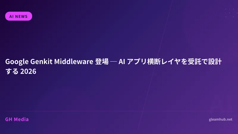 Google Genkit Middleware 登場 ─ AI アプリ横断レイヤを受託で設計する 2026