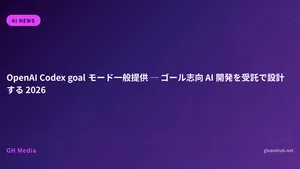 OpenAI Codex goal モード一般提供 ─ ゴール志向 AI 開発を受託で設計する 2026