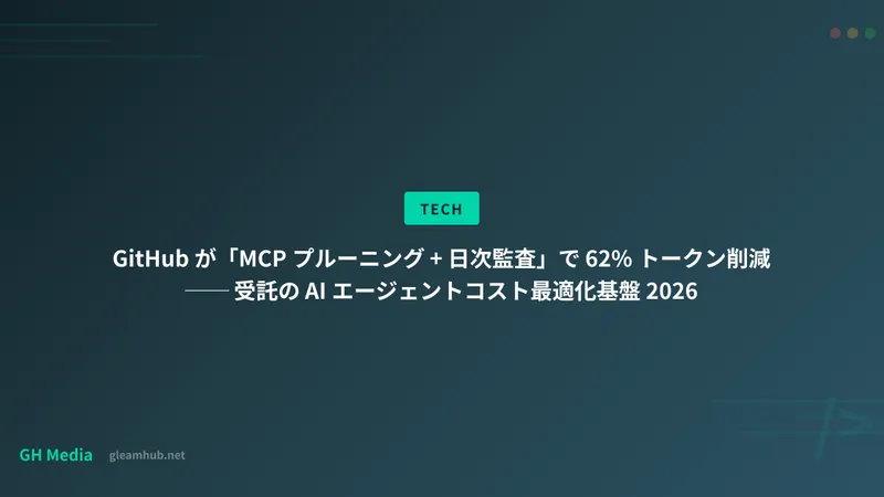 GitHub が「MCP プルーニング + 日次監査」で 62% トークン削減 ── 受託の AI エージェントコスト最適化基盤 2026