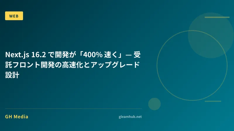 Next.js 16.2 で開発が「400% 速く」— 受託フロント開発の高速化とアップグレード設計