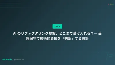 AI のリファクタリング提案、どこまで受け入れる？— 受託保守で技術的負債を「判断」する設計