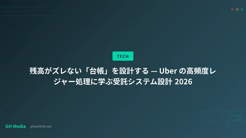 残高がズレない「台帳」を設計する — Uber の高頻度レジャー処理に学ぶ受託システム設計 2026