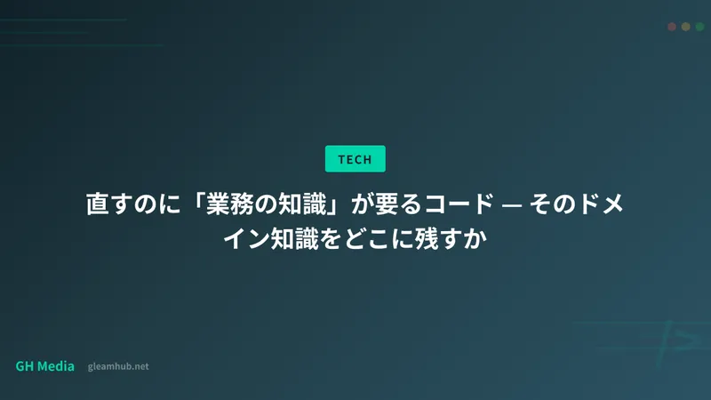 直すのに「業務の知識」が要るコード — そのドメイン知識をどこに残すか