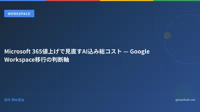Microsoft 365値上げで見直すAI込み総コスト — Google Workspace移行の判断軸