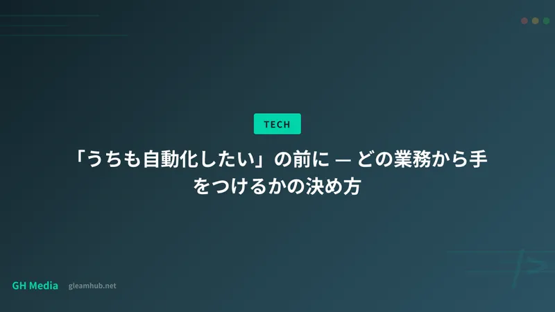 「うちも自動化したい」の前に — どの業務から手をつけるかの決め方