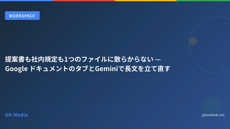 提案書も社内規定も1つのファイルに散らからない — Google ドキュメントのタブとGeminiで長文を立て直す