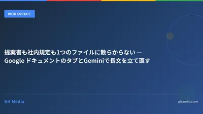 提案書も社内規定も1つのファイルに散らからない — Google ドキュメントのタブとGeminiで長文を立て直す
