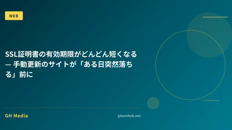 SSL証明書の有効期限がどんどん短くなる — 手動更新のサイトが「ある日突然落ちる」前に