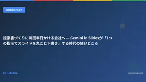 提案書づくりに毎回半日かける会社へ — Gemini in Slidesが「1つの指示でスライドを丸ごと下書き」する時代の使いどころ