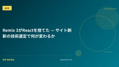 Remix 3がReactを捨てた — サイト刷新の技術選定への影響