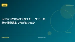 Remix 3がReactを捨てた — サイト刷新の技術選定への影響