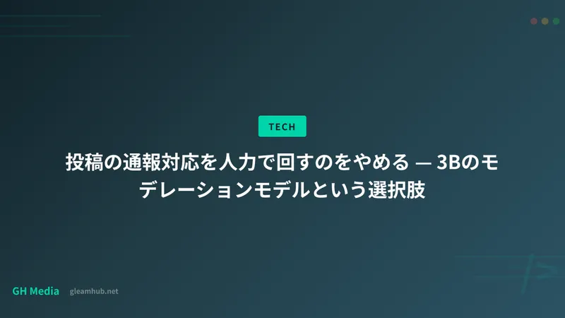 投稿の通報対応を人力で回すのをやめる — 3Bのモデレーションモデルという選択肢