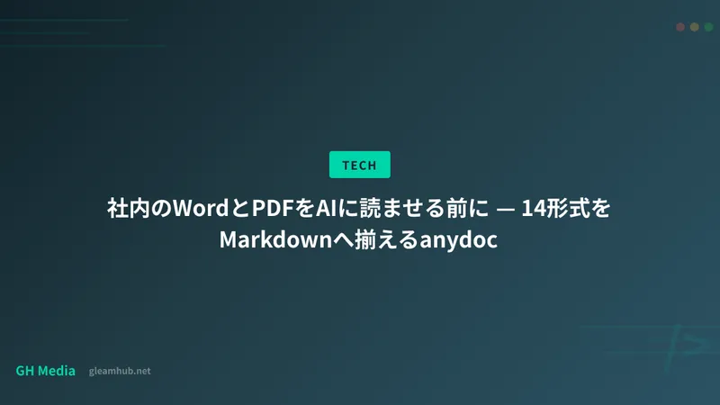 社内のWordとPDFをAIに読ませる前に — 14形式をMarkdownへ揃えるanydoc