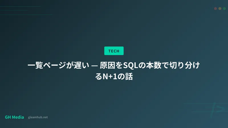 一覧ページが遅い — 原因をSQLの本数で切り分けるN+1の話