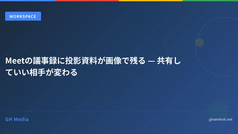 Meetの議事録に投影資料が画像で残る — 共有していい相手が変わる