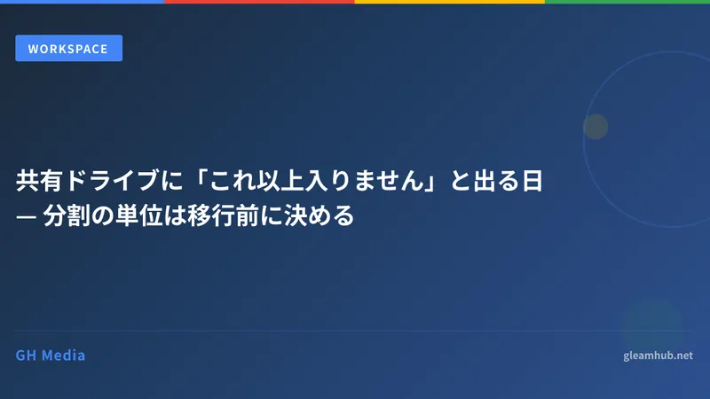 共有ドライブに「これ以上入りません」と出る日 — 分割の単位は移行前に決める
